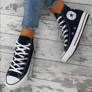 Brand new navy blue high top converse